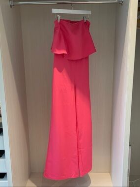 DO+BE Hot Pink WideLeg Strapless Ruffle Jumpsuit